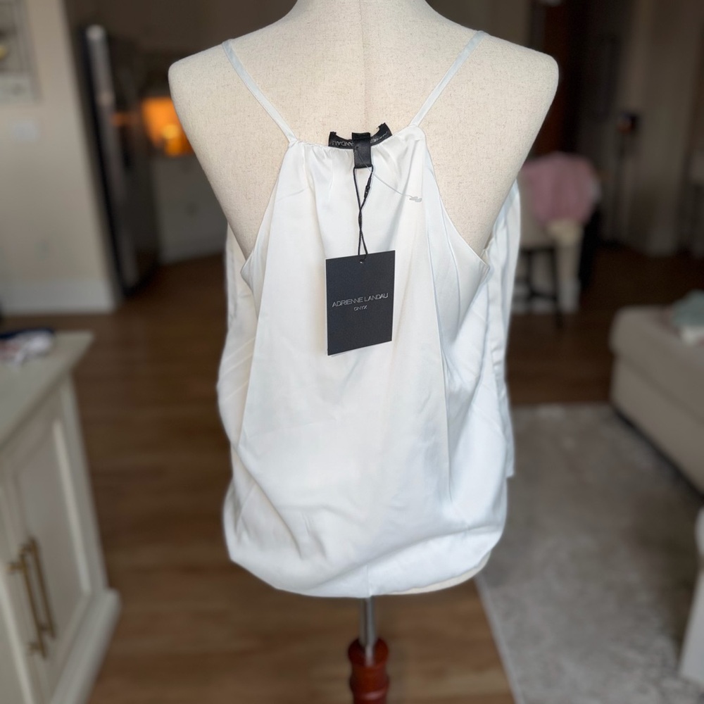 Adrienne Landau White Satin Wrap-Style Camisole - Picture 4 of 6